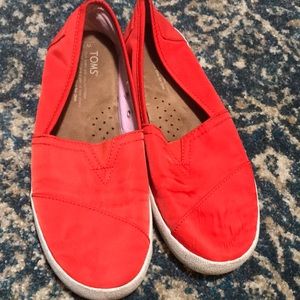 Toms Red Canvas Loafers 7